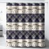 Abstract Fishing Shower Curtain,Retro Nautical Theme Wildlife Fishing Boat Plaid Decor Bathroom Curtain 72L x72W Durable Cloth Fabric Bathroom Decor Set with Hooks view 1