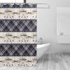 Abstract Fishing Shower Curtain,Retro Nautical Theme Wildlife Fishing Boat Plaid Decor Bathroom Curtain 72L x72W Durable Cloth Fabric Bathroom Decor Set with Hooks view 3