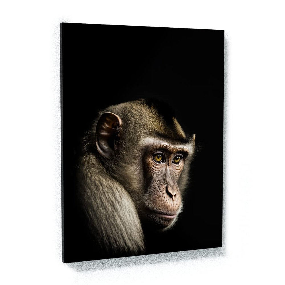 Sense Canvas Animal Black Monkey Head 46 Canvas Art - Home Decor Wall Art Print Poster Painting Medium 18x24 / 1.5"