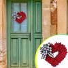 EKIDAZ Exquisite Rose Wreath for Front Door Decorations, Heart Shaped Wreath, Handmade Artificial Decorative Wreath for Valentine's Day, Anniversary, Wedding, Valentines Day view 3