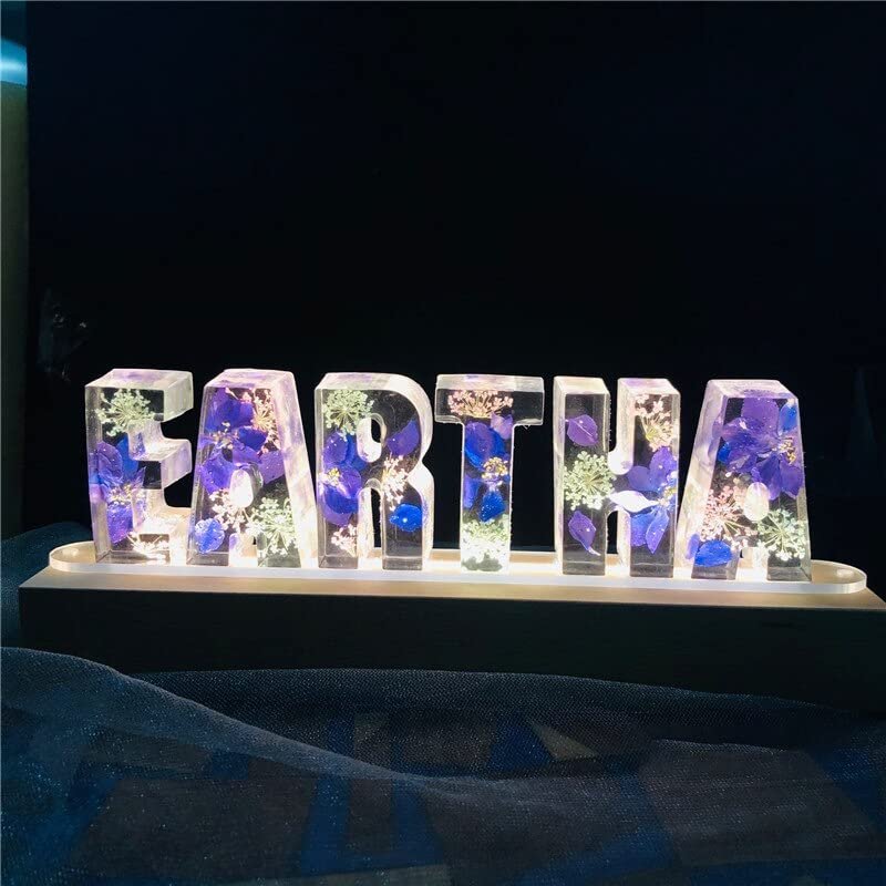 Alphabet-Custom Eternal Flower LED Night Light USB Letter Led Dried Decorative Lamp for Lover Wife Girlfriend (10 Letters)
