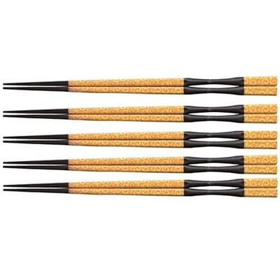 J-kitchens PBT Chopsticks Set of 5, 8.9 inches (22.5 cm) Pestle Shaped Takushima Chopsticks, Lemon Arabesque Made in Japan