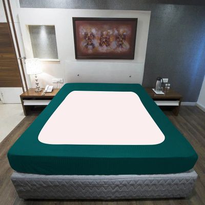 Velosso StretchWrap Striped Box Spring Cover - 100% Egyptian Cotton Wrap Around 4 Sides for Hotel & Home, Fits Box Springs up to 8 - King, Teal