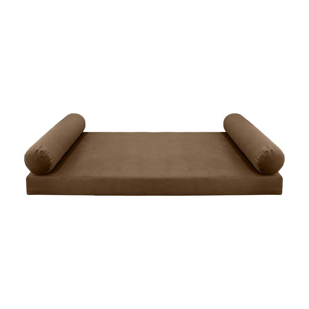 Prolinemax Style V5 Full Size Velvet Knife Edge Indoor Daybed Bolster Pillow Cushion Mattress Fitted Sheet |Cover ONLY| AD308