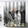 INSFBRB Rustic Highland Cow Fabric Shower Curtain,Vintage Farmhouse Misty Forest Sunflower Eucalyptus Hotel Quality,Machine Washable,84L x72W for Bathroom. view 2