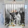 INSFBRB Rustic Highland Cow Fabric Shower Curtain,Vintage Farmhouse Misty Forest Sunflower Eucalyptus Hotel Quality,Machine Washable,84L x72W for Bathroom. view 3
