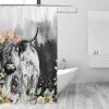 INSFBRB Rustic Highland Cow Fabric Shower Curtain,Vintage Farmhouse Misty Forest Sunflower Eucalyptus Hotel Quality,Machine Washable,84L x72W for Bathroom. view 4