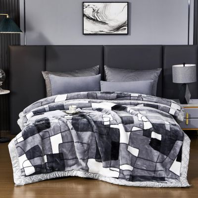 6.6lbs Korean Mink Blanket Full Size 71"X87",Winter Warm Plush Fleece Blankets,Super Soft Cozy Thick,2 Ply Reversible Printed Raschel Single Bed/Sofa Blanket