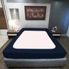 Velosso StretchWrap Striped Box Spring Cover - 100% Egyptian Cotton Wrap Around 4 Sides for Hotel & Home, Fits Box Springs up to 15 - TwinXL, Navy view 1