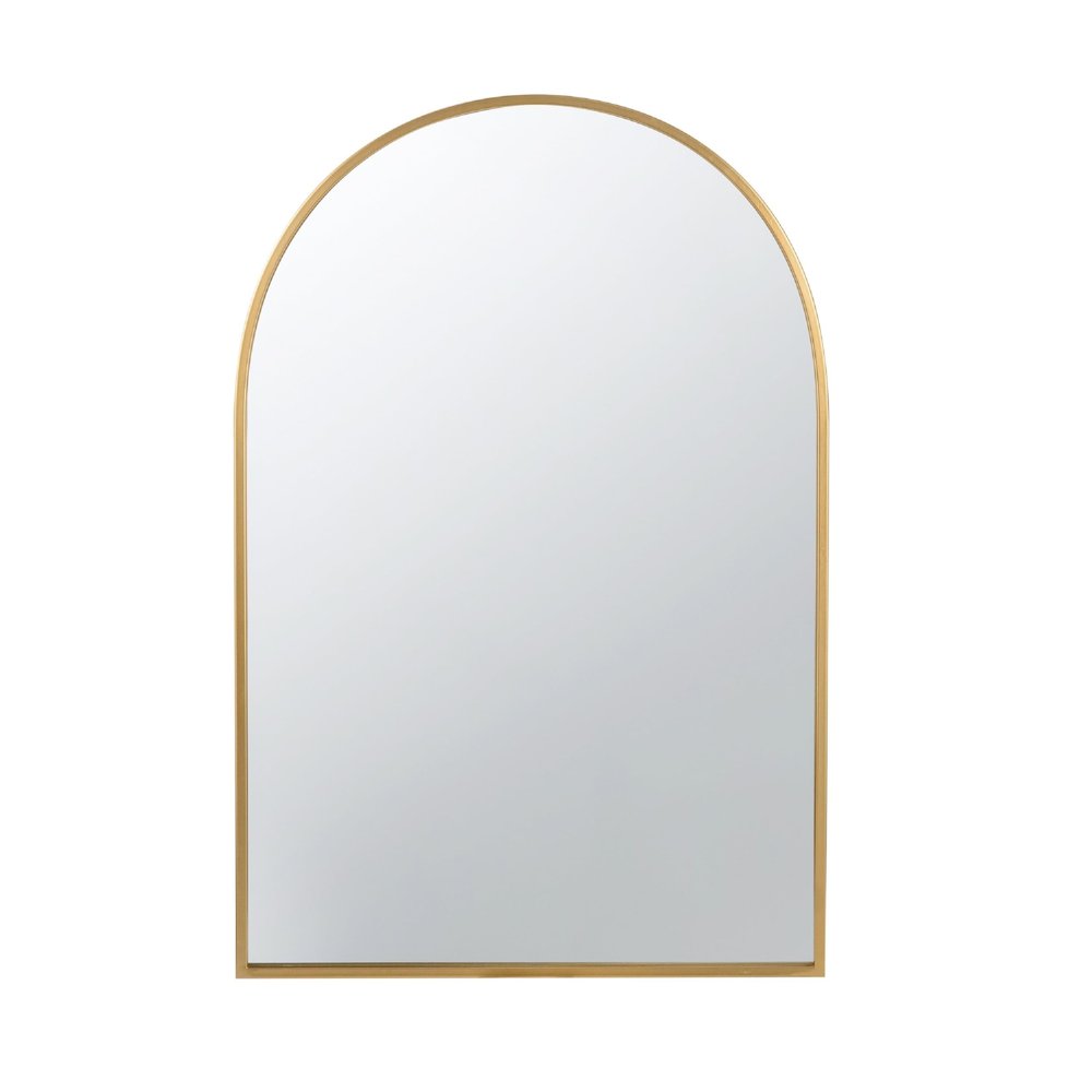 Benjara Cod 36 Inch Wall Mounted Mirror, Wide Arched Design, Gold