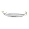 Benjara 21 Inch Decorative Tray Set of 2, Perched Birds Metal, Large, Silver view 3