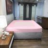 Velosso StretchWrap Striped Box Spring Cover - 100% Egyptian Cotton Wrap Around 4 Sides for Hotel & Home, Fits Box Springs up to 15 - Queen, Light Pink view 3