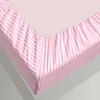Velosso StretchWrap Striped Box Spring Cover - 100% Egyptian Cotton Wrap Around 4 Sides for Hotel & Home, Fits Box Springs up to 15 - Queen, Light Pink view 4