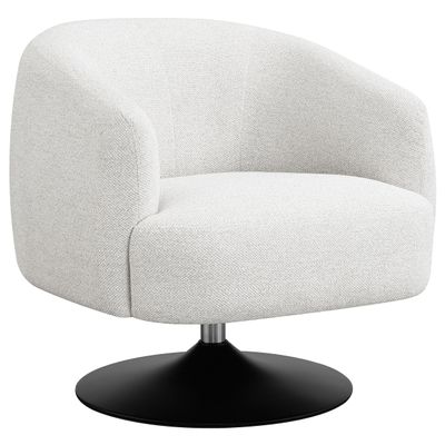 Coaster Home Furnishings - Dave - Boucle Fabric Upholstered Barrel Back Swivel Accent Chair with Pedestal Base, Tapered Off Armrests and 360-Degree Swivel - Living Room - Beige - 905739