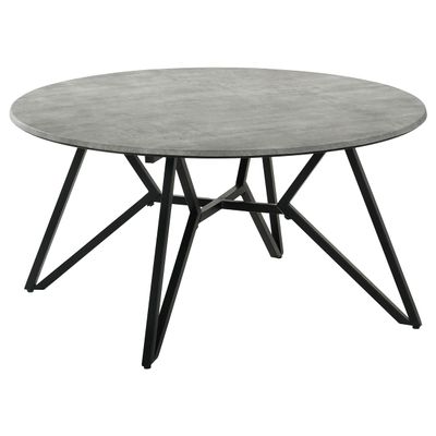 Coaster Home Furnishings - Hadi - Wood and Metal - Round Coffee Table with Cement Finish Top and Gunmetal Hairpin-Style Legs - Living Room - 36-Inch - Cement and Gunmetal - 736178