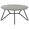 Coaster Home Furnishings - Hadi - Wood and Metal - Round Coffee Table with Cement Finish Top and Gunmetal Hairpin-Style Legs - Living Room - 36-Inch - Cement and Gunmetal - 736178 view 4