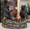 1 Pcs Rustic Forest Father Son Black Bears Making Smores Bonfire Night Light Figurine view 1