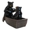 1 Pcs Western Rustic Black Bears Father and Son Family Rowing Canoe Boat Figurine view 2