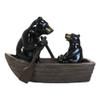 1 Pcs Western Rustic Black Bears Father and Son Family Rowing Canoe Boat Figurine view 4