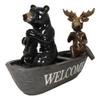 1 Pcs Western Rustic Black Bear And Elk Moose Rowing Boat Canoe Decorative Figurine view 2