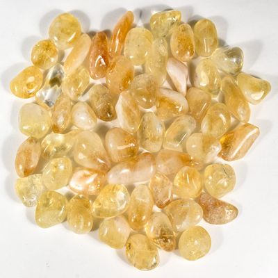 1 lb Golden Citrine Quartz Tumbled Stone Pebbles Small Polished Reiki Crystal Jewelry Making Home Decoration Natural Sparkling Gemstone Mineral Specimen - Brazil