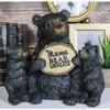 1 Pcs Black Bears Mother With Cubs Holding Mama Bear Knows Best Sign Statue view 1