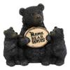 1 Pcs Black Bears Mother With Cubs Holding Mama Bear Knows Best Sign Statue view 2