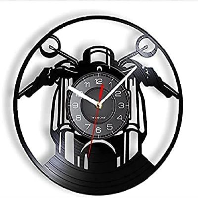 12 Inch Wall Clock Silent Non-Ticking Motocycle Vinyl Record Wall Clock Autocycle Haulage Motor Headstock Wall Watch Made of Real Vinyl Record Vivid Hanging Decor Gift