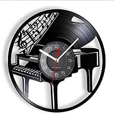 12 Inch Round Wall Clock Musical Instrument Piano Wall Clock Musical Notes Melody Grand Piano Sheet Music Vinyl Record Wall Clock Pianist Musicians Gift Gift