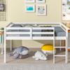 Anwickmak Full Loft Beds with Ladders, Solid Wood Low Loft Bed Frame, Modern Fun Junior Loft Bed for Kids Boys Girls, White view 1