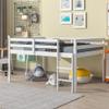 Anwickmak Full Loft Beds with Ladders, Solid Wood Low Loft Bed Frame, Modern Fun Junior Loft Bed for Kids Boys Girls, White view 3