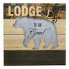 1 Pcs 15.75" W Rustic 'Lodge Life is So Good' Hand Painted Wooden SignWith Bear view 2