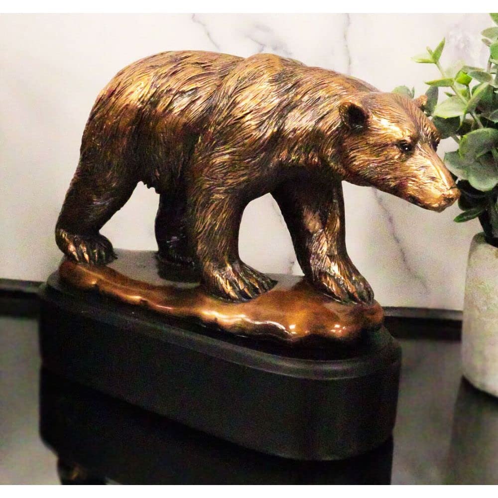 1 Pcs North Pole Arctic Circle Wildlife Roaming Polar Bear Figurine With Black Base