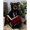 1 Pcs Rustic Western Forest Black Bear Sitting And Reading A Book Figurine view 1