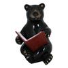 1 Pcs Rustic Western Forest Black Bear Sitting And Reading A Book Figurine view 2