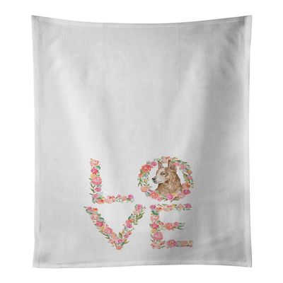 Caroline's Treasures WDK4685WTKT Red #2 Australian Cattle Dog Love White Kitchen Towel Set of 2 Dish Towels Decorative Bathroom Hand Towel for Hand, Face, Hair, Yoga, Tea, Dishcloth, 19 X 25, White
