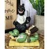 1 Pcs Rustic Western Black Bear Picnic Time With Tied Up Hunter Figurine view 1