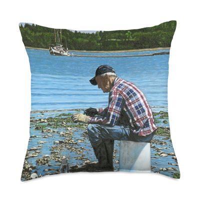 Art by Anjenette Penn Cove Pete/Oystering Throw Pillow, 18x18, Multicolor