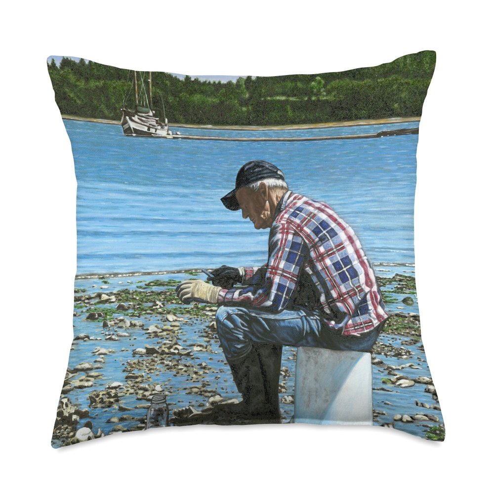 Art by Anjenette Penn Cove Pete/Oystering Throw Pillow, 18x18, Multicolor