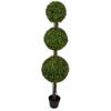 SilksAreForever 5' Outdoor UV-Proof Artificial English Boxwood Triple Ball-Shaped Artificial Topiary Tree w/Pot -2 Tone Green view 1