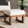 Baxton Studio Yashiya Footstool, One Size, Off-White/Walnut Brown view 2