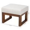 Baxton Studio Yashiya Footstool, One Size, Off-White/Walnut Brown view 3