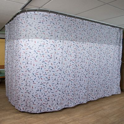 Designer Flame Retardant Privacy Curtains with Mesh and Grommets for Hospitals, Rehabilitation Centers, and institutions. (6' Wide x 7' Long Color Gray)
