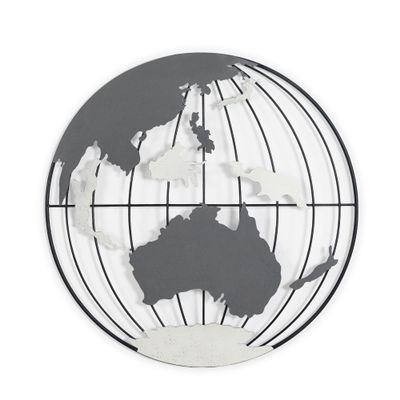 Adeco Minimalist Wall Decor Metal World Map Globe Wall Art, 23 x 23 inch Home Decor Hanging Wall Sculptures for Living Room/Bedroom/Hallway/Dinning Room