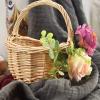 BestAlice Flower Girl Baskets for Weddings, Wicker Rattan Flower Basket with Handle and Silk Cloth Rose, Portable Flower Basket, Rustic Flower Girl Basket for Farmhouse Wedding Home Party Decor view 3