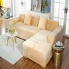 Aedlcal Sofa Covers, 2-Piece Sectional Couch Cover Velvet Plush Stretch Sofa Slipcover Anti-Slip L Shaped Sofa Protector Cover for Living Room Furniture Protector (Velvet Beige, 2+3 Seater) view 1