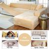 Aedlcal Sofa Covers, 2-Piece Sectional Couch Cover Velvet Plush Stretch Sofa Slipcover Anti-Slip L Shaped Sofa Protector Cover for Living Room Furniture Protector (Velvet Beige, 2+3 Seater) view 4