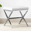 DUHOME Vanity Stool,Modern PU Leather Ottoman Stool Chair for Vanity Bench with Metal X Legs, Rectangle Makeup Stools Padded Foot Rest Ottoman for Makeup Room, Living Room, Bathroom,White view 1