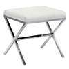 DUHOME Vanity Stool,Modern PU Leather Ottoman Stool Chair for Vanity Bench with Metal X Legs, Rectangle Makeup Stools Padded Foot Rest Ottoman for Makeup Room, Living Room, Bathroom,White view 3