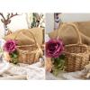 BestAlice 2 Pcs Flower Girl Baskets for Weddings, Wicker Rattan Flower Basket with Handle and Silk Cloth Rose, Portable Flower Basket, Rustic Flower Girl Basket for Farmhouse Wedding Home Decor view 2